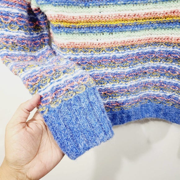 Leandra Medine Mango Rainbow Striped Long Sleeve Knit Sweater Women's Size M - Picture 7 of 12